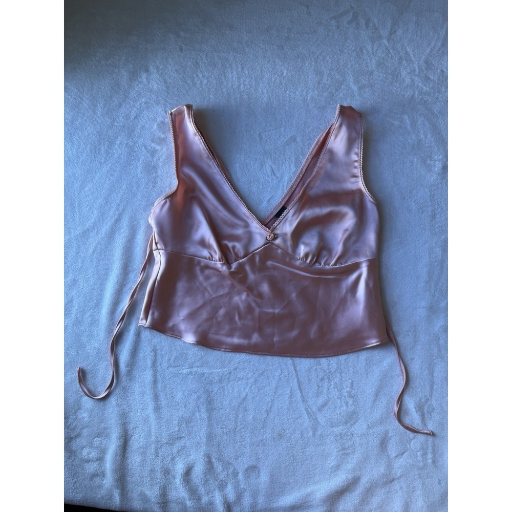 Wild Fable Women's Orange/Pink Satin Camisole With Tie Back Size S NWT